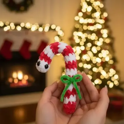 Candy Cane Christmas Worm Crochet Pattern | Cute Holiday Amigurumi Ornament | Easy Beginner PDF Digital Download