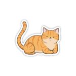 Orange Tabby Cat Sticker | Cute Cartoon Kitten Vinyl | Waterproof Pet Sticker