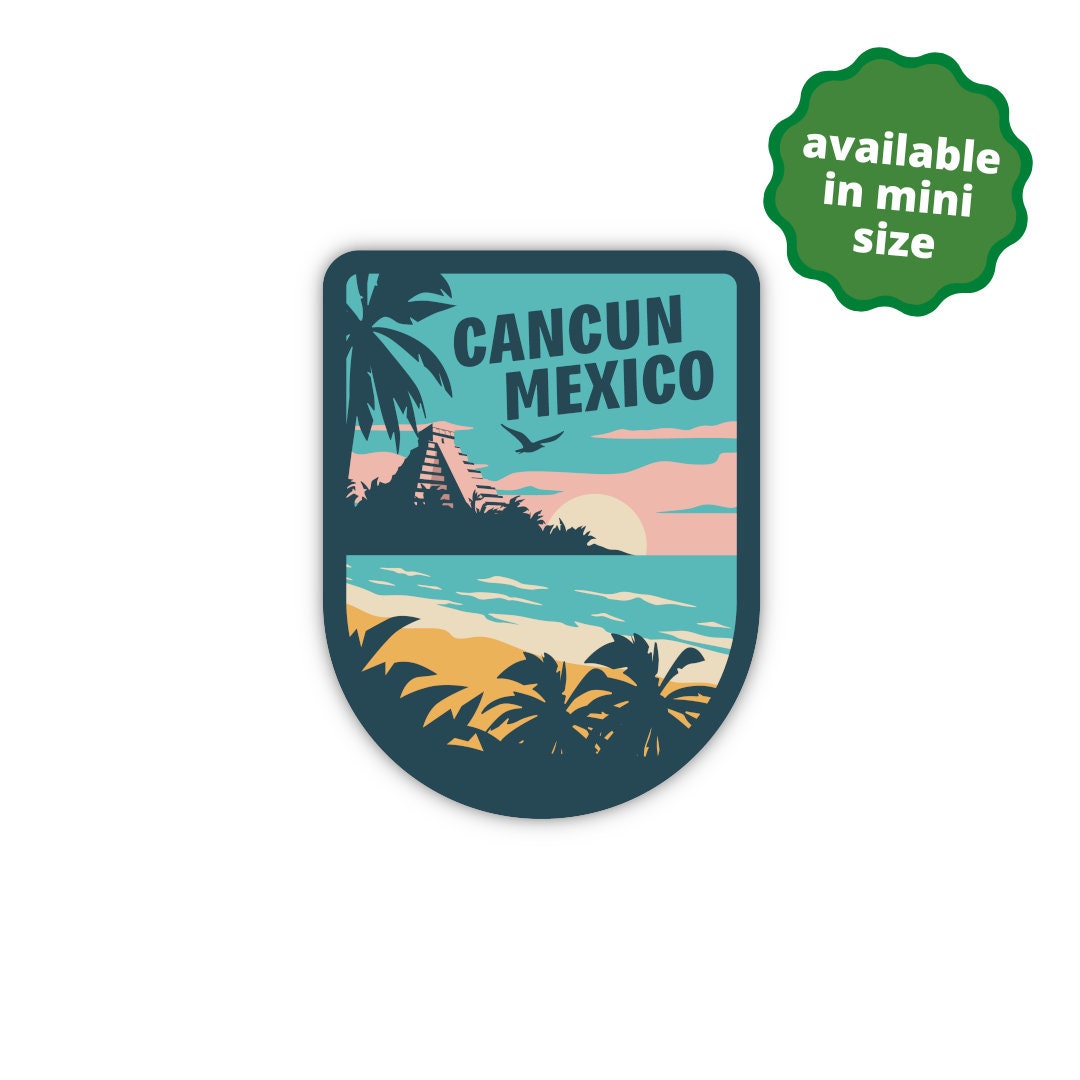 il_fullxfull.5016480358_ol2z.jpg Cancun Mexico Sticker | City & Travel Stickers | Waterproof, Vinyl and Dishwasher Safe | Laptop, Water bottle, Luggage, Tumbler - Image 1