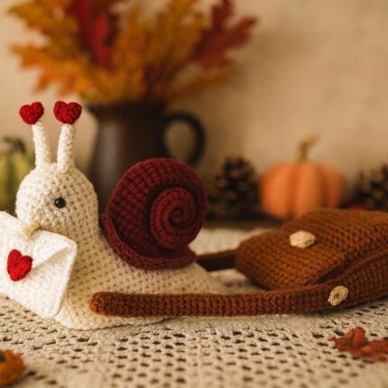 Amigurumi Mail Snail Pattern, Crochet Tutorials PDF File for Beginner, Crochet Plush Toy For Fall Cozy Home, Thanksgiving Gifts