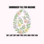 Floral Easter Egg Applique Embroidery Design, Machine Embroidery (Digital Download)