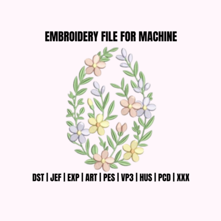 Floral Easter Egg Applique Embroidery Design, Machine Embroidery (Digital Download)