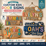 Personalized Kids Room Sign SVG, Laser Cut Name Sign File, Wooden Nursery Wall Decor, Glowforge Cricut DXF Template