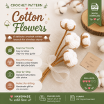 Cotton Flower Crochet Pattern PDF, Cotton Branch Crochet, Farmhouse Home Decor, Rustic Floral Arrangement