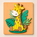 Safari Animal Wall Art Set, Jungle Nursery Decor, Wooden Animal Wall Hangings, Lion Zebra Giraffe Elephant Kids Room Decor - Image 2