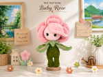 Rose Doll Amigurumi Crochet Pattern PDF, Baby Rose Flower Doll Pattern, Crochet Plush Toy Instant Download
