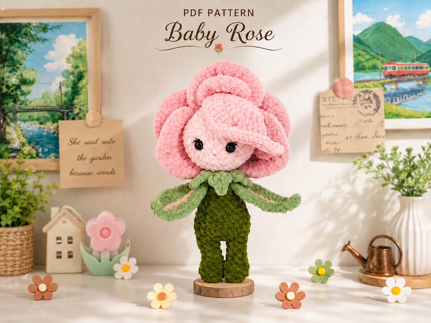 ChatGPT Image 20_06_19 9 thg 6, 2026 Rose Doll Amigurumi Crochet Pattern PDF, Baby Rose Flower Doll Pattern, Crochet Plush Toy Instant Download - Image 1