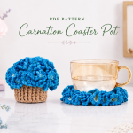 Carnation Coaster Pot Crochet Pattern, Flower Cup Coaster PDF, Crochet Flower Pot Pattern, Instant Digital Download