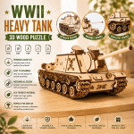 WWII Heavy Tank 3D Wood Puzzle Laser Cut File | Military Vehicle Model Kit for Glowforge Xtool CNC | Svg Dxf Cdr Pdf