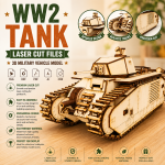 WW2 Tank 3D Laser Cut File | Military Vehicle Model Kit for Glowforge Xtool CNC | Svg Dxf Plywood Puzzle Plan