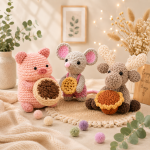 Cozy Critter Treats Amigurumi Crochet Pattern Set – Pig, Mouse & Moose PDF, 3 in 1 Cute Animal Crochet Pattern