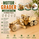 Motor Grader 3D Wooden Puzzle Laser Cut File | Construction Vehicle Model for Glowforge Xtool CNC | Svg Dxf Pdf