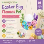 Car Hanging Crochet Pattern PDF, Easter Egg Flower Pot, Car Mirror Charm, Flower Basket Crochet Pattern, Spring Decor