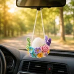 Car Hanging Crochet Pattern PDF, Easter Egg Flower Pot, Car Mirror Charm, Flower Basket Crochet Pattern, Spring Decor - Image 6