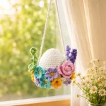 Car Hanging Crochet Pattern PDF, Easter Egg Flower Pot, Car Mirror Charm, Flower Basket Crochet Pattern, Spring Decor - Image 3